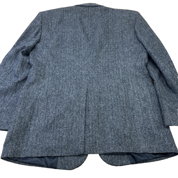 Vintage Barrington Herringbone Tweed Wool Sport Coat Jacket 44L Two Button Gray - Picture 5 of 16